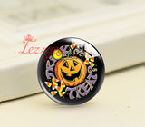 Skull Bat Halloween Party Witch Cat Glass Cabochons