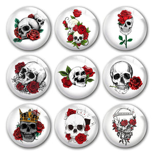Skull Flower Rose Valentine Halloween Glass Cabochons