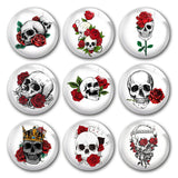 Skull Flower Rose Valentine Halloween Glass Cabochons
