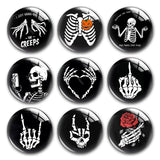 Skull bat Halloween Party Rose Heart Round Photo Glass Cabochons