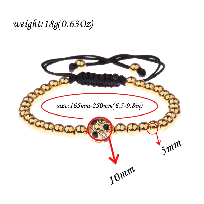 Soccer Braided String Bracelet with CZ Pendant