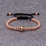 Soccer Braided String Bracelet with CZ Pendant