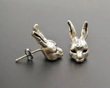 Sterling Silver Scar Bunny Rabbit Inverted Cross Stud Earrings