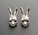 Sterling Silver Scar Bunny Rabbit Inverted Cross Stud Earrings