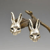 Sterling Silver Scar Bunny Rabbit Inverted Cross Stud Earrings