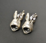 Sterling Silver Scar Bunny Rabbit Inverted Cross Stud Earrings