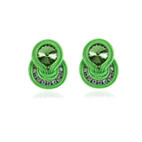 Colorful Soutache Stud Earrings Boho Jewelry Green Accessories