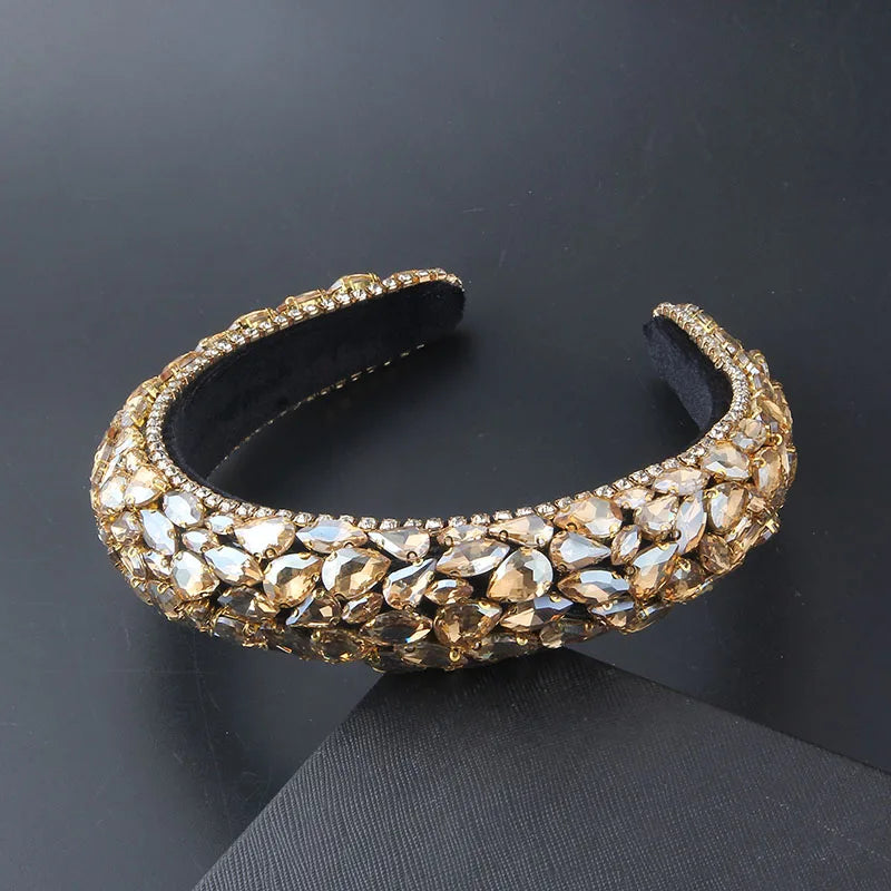 Colorful Crystal Padded Headband Women Wedding Hair Accessory