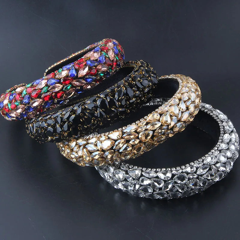 Colorful Crystal Padded Headband Women Wedding Hair Accessory