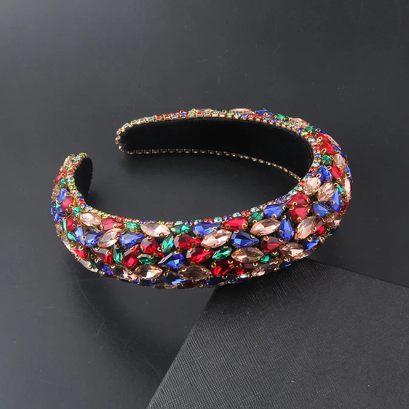 Colorful Crystal Padded Headband Women Wedding Hair Accessory