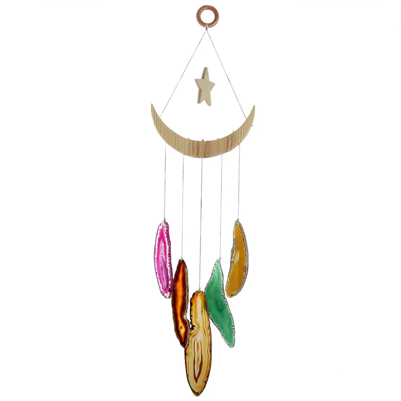 Agate Slices Wind Chimes Star Moon Wall Hanging Ornaments