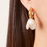 Stainless Steel Pearl Drop Earrings for Women