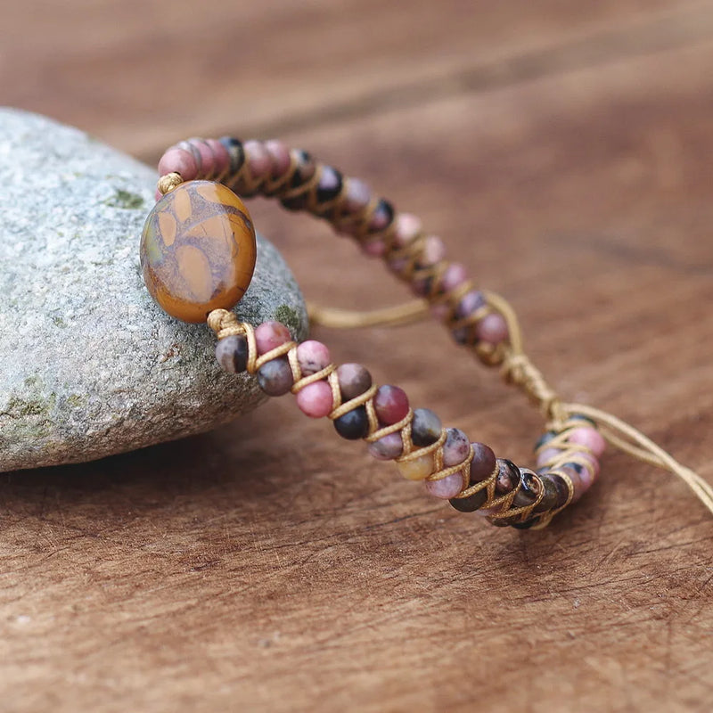 Braided Wrap Bracelets Natural Stone Beads Charm Bracelet