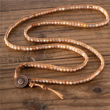 Sun Stone 5 Rows Beaded Leather Wrap Bracelet Vintage Boho Bracelet