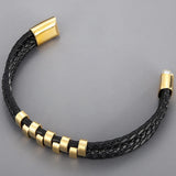 Three Layer Leather Bracelet for Men with Magnet Clasp