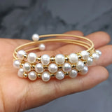 Three-circle Bead Bracelet 14k Filled Pearl Bangle