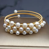 Three-circle Bead Bracelet 14k Filled Pearl Bangle