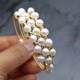 Three-circle Bead Bracelet 14k Filled Pearl Bangle