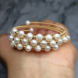 Three-circle Bead Bracelet 14k Filled Pearl Bangle