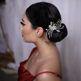 Tiara Wedding Hair Comb Leaf Flower Bridal Hairpins