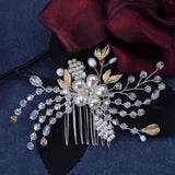 Tiara Wedding Hair Comb Leaf Flower Bridal Hairpins