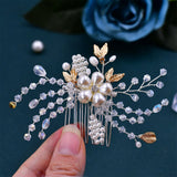 Tiara Wedding Hair Comb Leaf Flower Bridal Hairpins