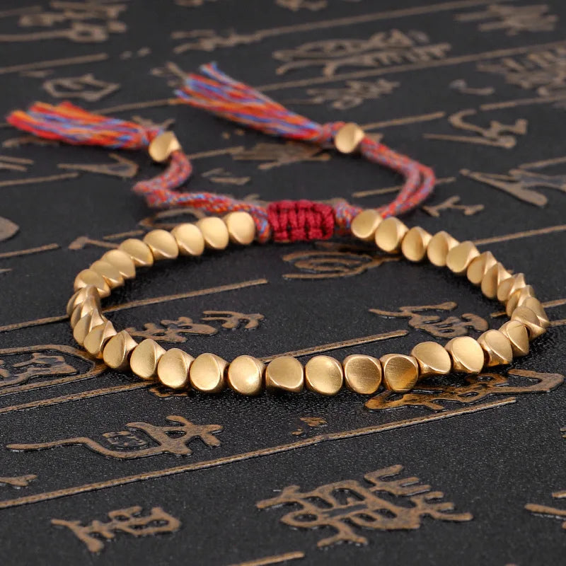 Hand Braided Copper Beads Lucky Rope Bracelet for Women Men