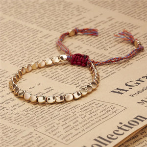 Tibetan Buddhist Copper Beads Red Rope Lucky Bracelet