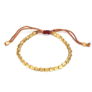Tibetan Copper Bead Bracelet Adjustable Rope Chain Men Women Bracelets