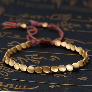 Tibetan Copper Bead Bracelet Adjustable Rope Chain Men Women Bracelets