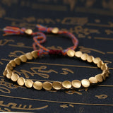Tibetan Copper Bead Bracelet Adjustable Rope Chain Men Women Bracelets