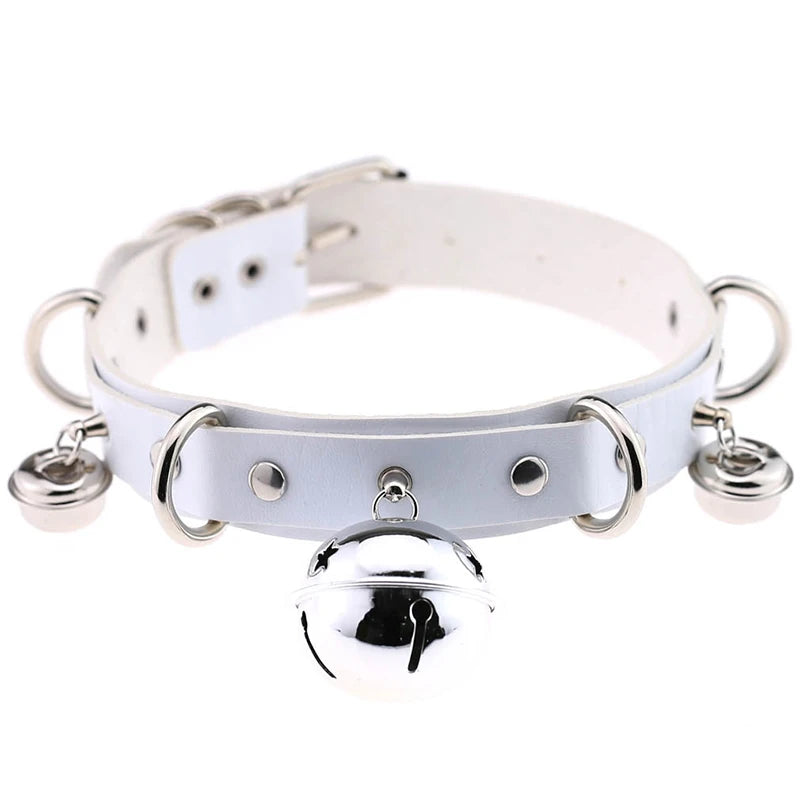 Punk Rivet Choker PU Leather Multilayer Bell Collar Necklace