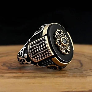 Ancient Silver Zircon Signet Ring Islamic Vintage Jewelry