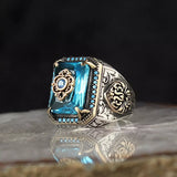 Ancient Silver Eagle Signet Ring with Green Zircon Inlay