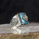 Ancient Silver Eagle Signet Ring with Green Zircon Inlay