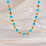 Turquoise Beaded Necklace Choker Women Jewelry