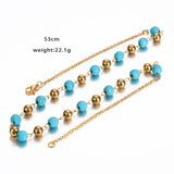 Turquoise Beaded Necklace Choker Women Jewelry