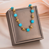 Turquoise Beaded Necklace Choker Women Jewelry