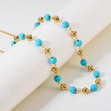 Turquoise Beaded Necklace Choker Women Jewelry