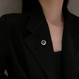 Twisted Circle Freshwater Pearl Brooch Retro Red Zircon Women Men Brooch