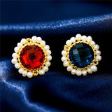 Twisted Circle Freshwater Pearl Brooch Retro Red Zircon Women Men Brooch
