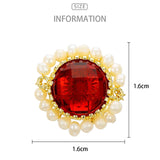 Twisted Circle Freshwater Pearl Brooch Retro Red Zircon Women Men Brooch