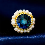 Twisted Circle Freshwater Pearl Brooch Retro Red Zircon Women Men Brooch
