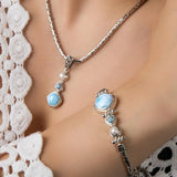 925 Sterling Silver Larimar & Pearl Pendant for Women