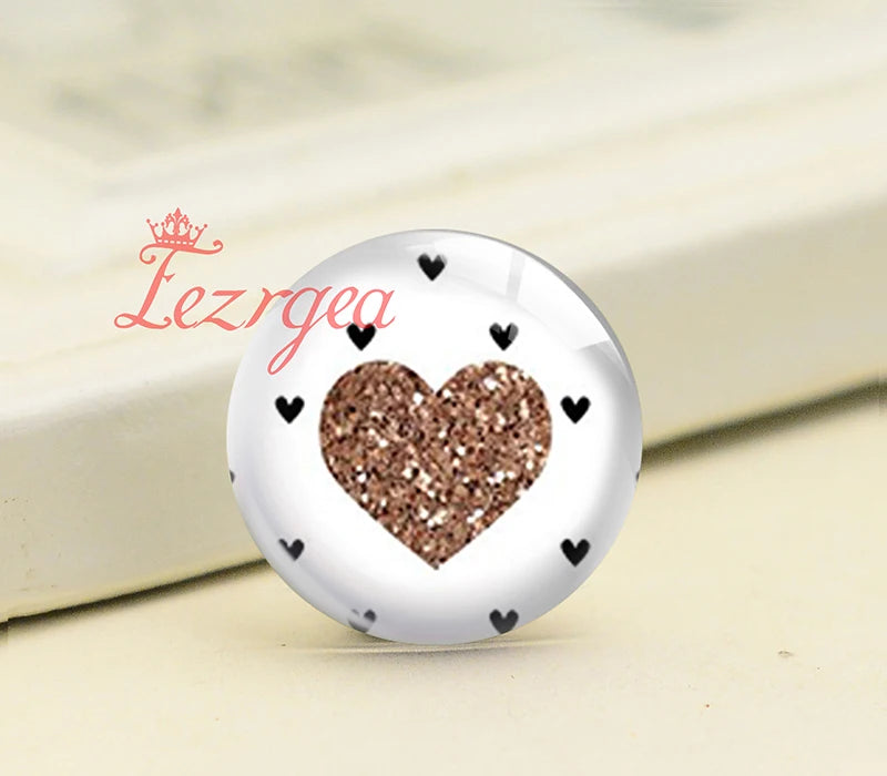 Heart Lover Round Glass Cabochons for DIY Jewelry Making