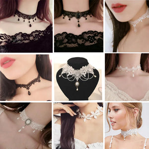 Velvet Lace Vintage Choker Necklace Yin Yang Charm Gothic Punk