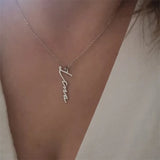 Vertical Name Necklace Signature Letter Necklace Pendant Handwriting Charm