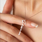 Vertical Name Necklace Signature Letter Necklace Pendant Handwriting Charm