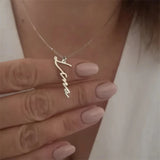 Vertical Name Necklace Signature Letter Necklace Pendant Handwriting Charm