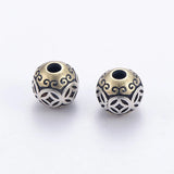 925 Silver Chinese Ancient-Coin-Symbol Beads Sterling Good Luck Loose Beads